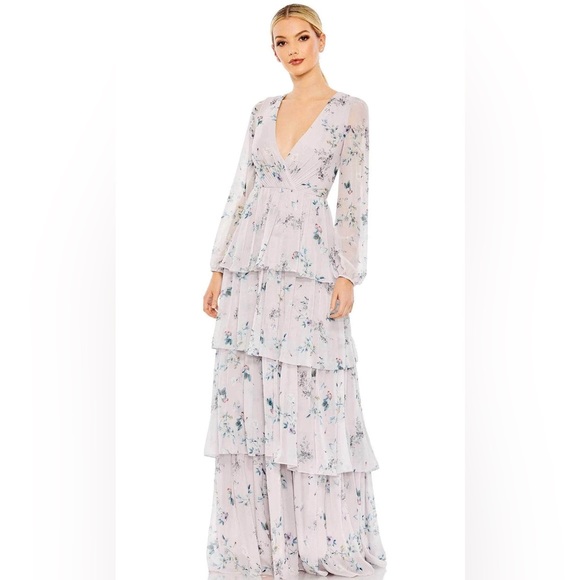 Ieena for Mac Duggal Floral Print V Neck Maxi Dress Womens Size 14 - Picture 1 of 8